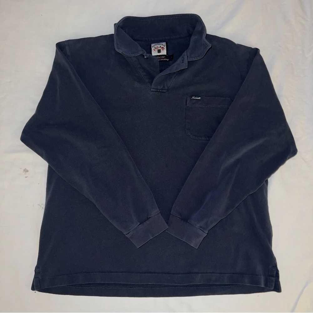 Faconnable Vintage 90’s Pullover Collared Sweatshirt Navy Blue Medium